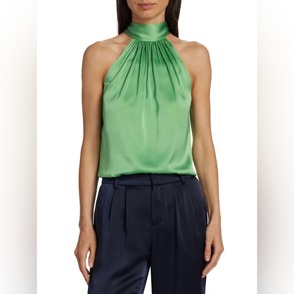 ☆Ramy Brook Vibrant Green Silk Halter Blouse☆